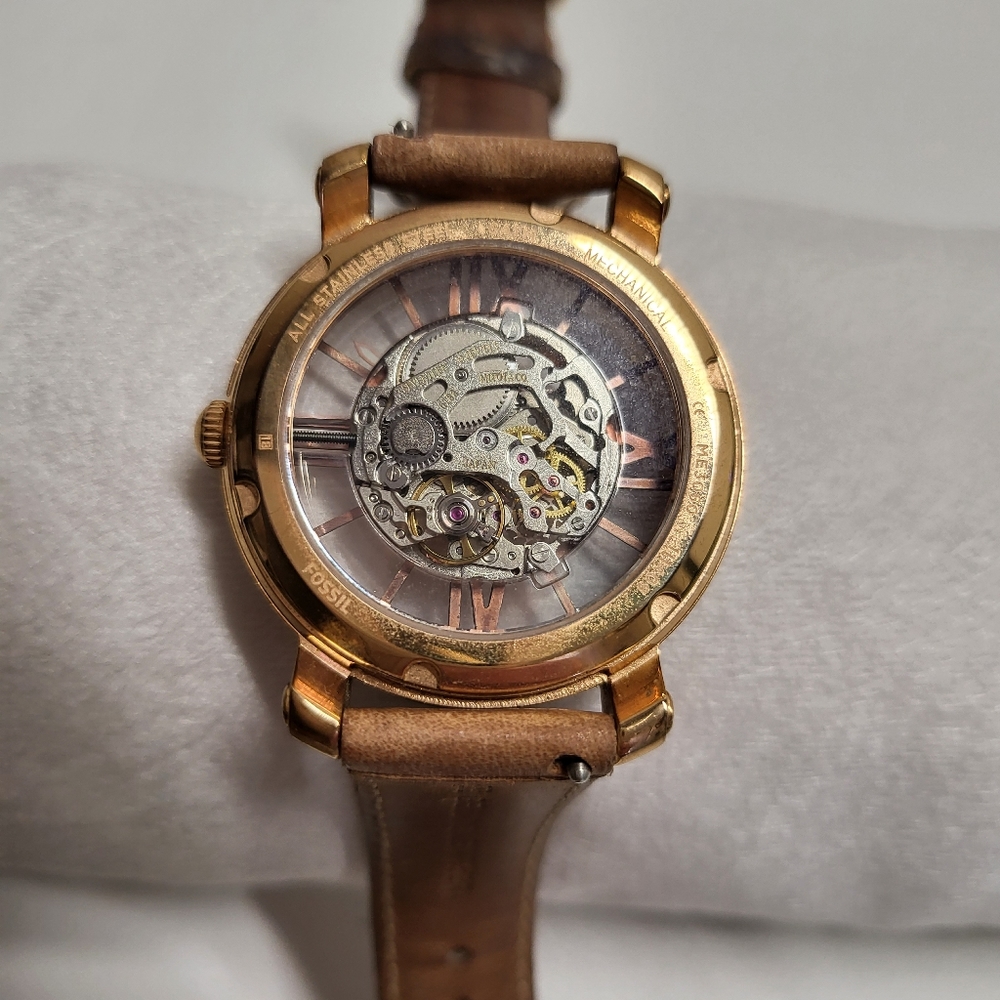 Ladies Fossil Automatic Watch With Tan Leather Ba… - image 4
